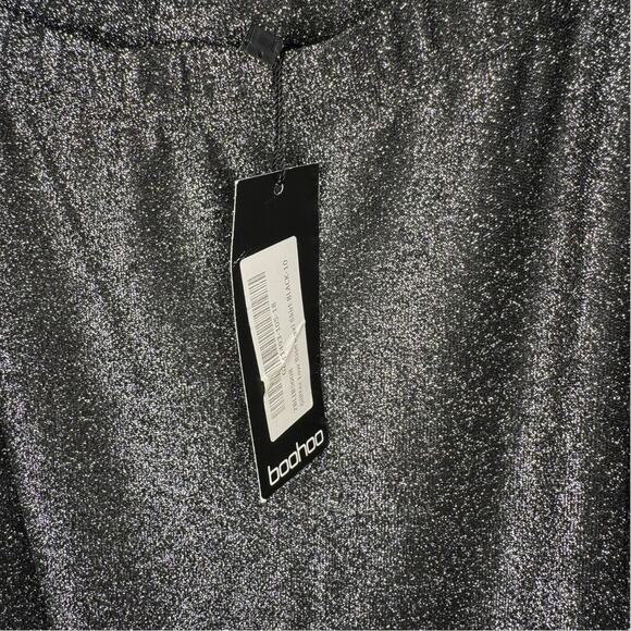 Boohoo Black Glitter Maxi Skirt Size 6 Low Rise Longline Fitted Pull On Y2K - Picture 4 of 8